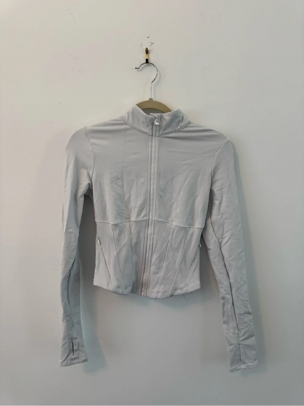 ALO Yoga White Zip-Front Corset Jacket
